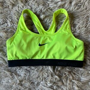 Nike Pro Neon Yellow Sports Bra with Black Band